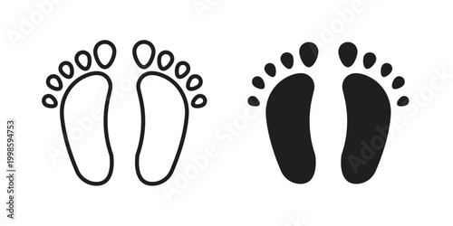 Foto Footprint icon for mobile application, button and website design.