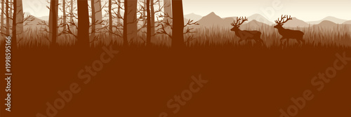 Peaceful sandy natural forest scenery with wild animals and soft hues
