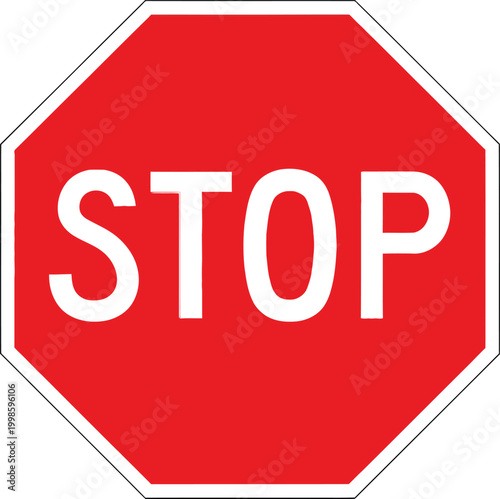 Red stop road sign Vector