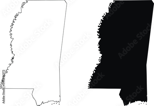 Map of mississippi state Vector