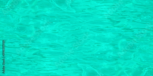 Bright turquoise water ripples background with shimmering sunlight caustics and abstract liquid texture in a pool