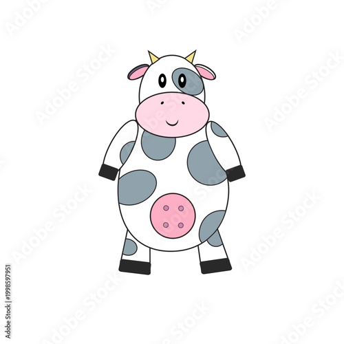 Vaca Geometrica com formas basicas e cores basicas - Geometric cow with basic shapes and basic colors