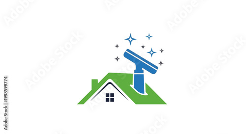 House roof cleaning service logo concept.