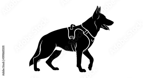 german shepherd dog wearing harness silhouette high quality professional detailed modern elegant stylish clean crisp vibrant colorful digital creative innovative contemporary