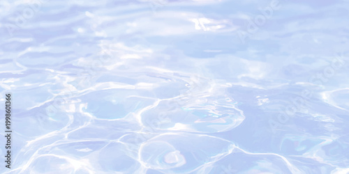 Blue swimming pool water surface with bright sunlight reflections, ripple texture background for summer spa wellness