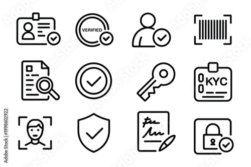 Set of Verification and Security Icons symbol checkmark