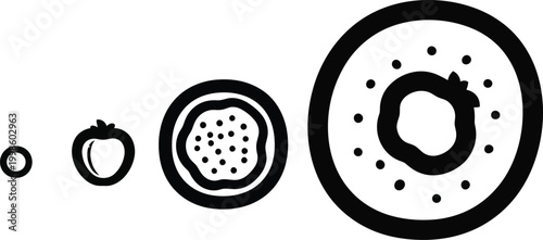 Abstract Circular Growth Stages, Simple Line Art Icons Representing Development