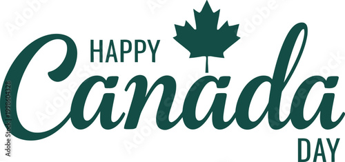 Happy canada day festive green maple leaf celebration national pride