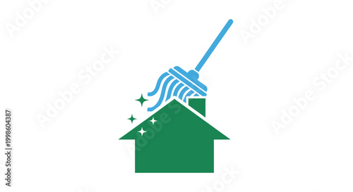 Eco friendly house cleaning service logo.