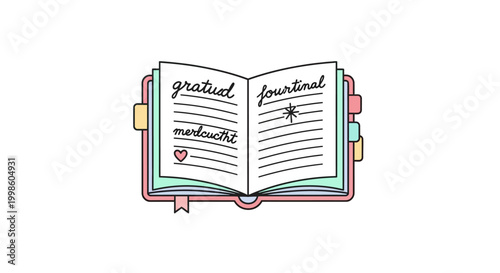 Colorful Open Journal with Inspirational Words.