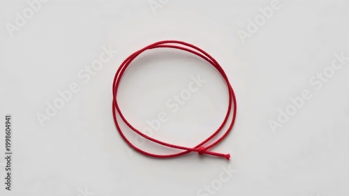 Red fiber loop on pure white – Suitable for cancer awareness (red ribbon style), heart health, or elegant linear art.
