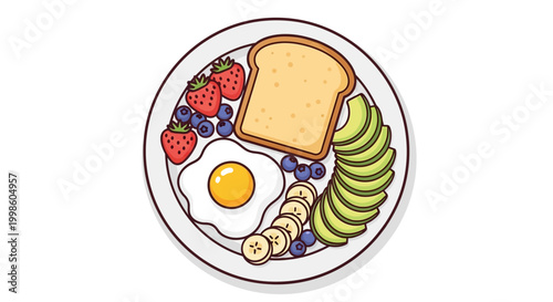 Quadro em tela Breakfast plate with egg toast fruit.
