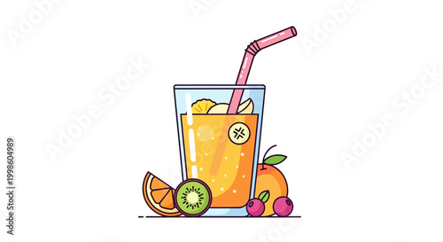 Fresh Orange Juice with Straw.