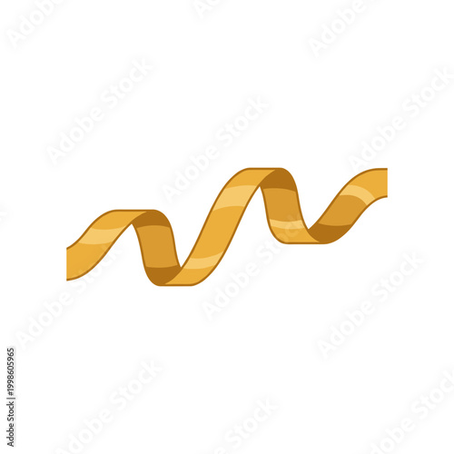 A gracefully flowing golden ribbon with soft shadows creates an elegant wavy shape on a white background.