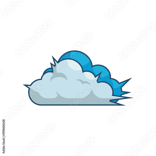 A stylized stormy cloud icon with sharp, jagged edges indicating intense weather conditions.