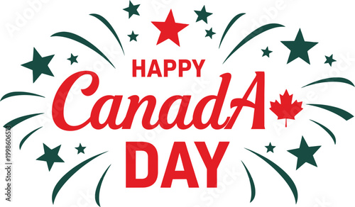 Happy canada day festive fireworks and maple leaf celebration image