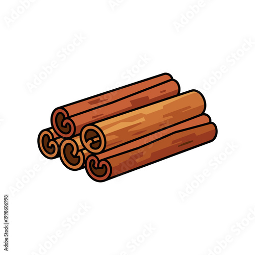 A stack of cinnamon sticks artfully arranged in a light brown, woody texture.