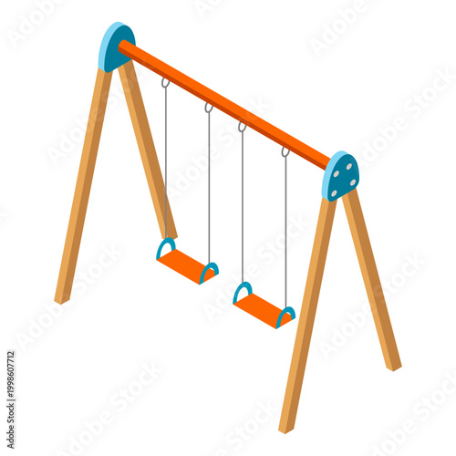 Isometric kids playground item. Isolated icon of play equipment for children. Sports equipment element. Vector illustration