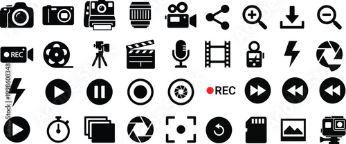Camera icon. Photo and video camera symbol set. Vector