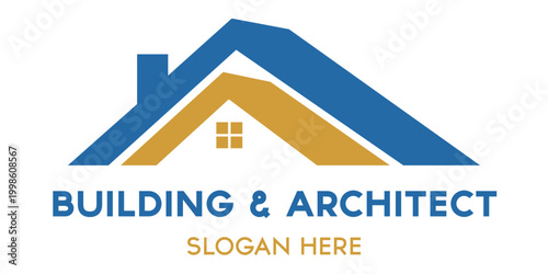 Modern Building and Architect Logo with Abstract Roof House Design