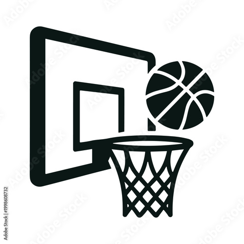 Basketball hoop solid black icon vector illustration