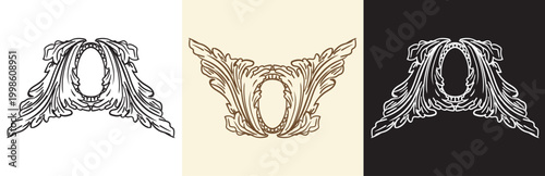 Hand drawing graphic design element set in three colors vector