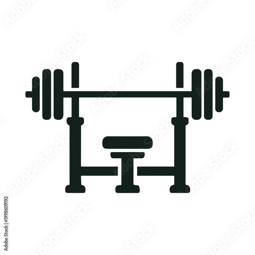 Bench press rack solid black icon vector illustration