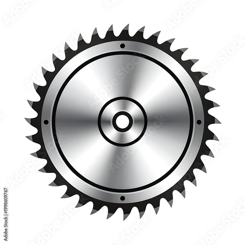 Close-up metallic circular saw blade with sharp teeth for industrial cutting