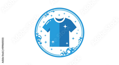 Laundry service logo with blue tshirt.