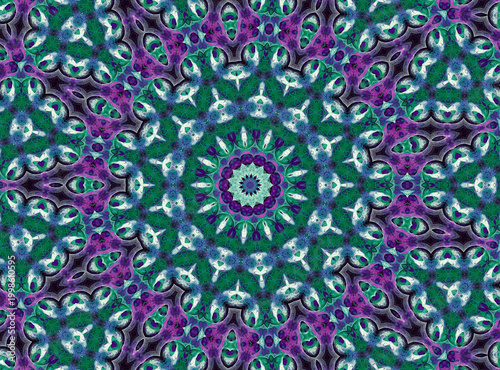 Seamless fractal radial pattern. Openwork rays radiate from the center to the sides in circles. 3D rendering. 3D illustration.