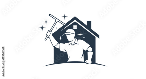 A man cleaning a house window.