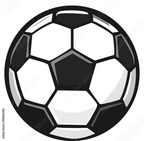 Soccer Ball Icon – Classic Football Symbol, Black and White Vector Illustration