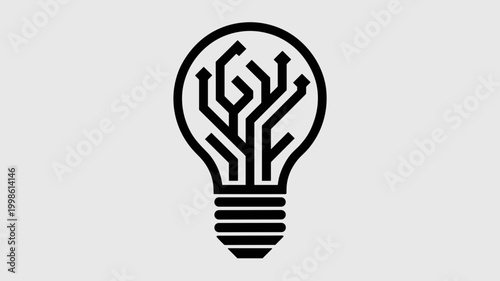 Geometric light bulb construction on white - Great for design thinking workshops, startup innovation blogs, or lighting product catalogs.