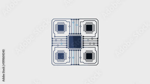 Interlocking geometric microscope icon - Suitable for high-school science materials, medical research articles, or lab supply websites.