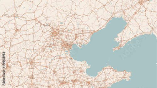 Modern minimalist vector map of Beijing, China. High-quality SVG illustration of Beijing's concentric city grid, ring roads, and urban layout for posters, travel, and web design.