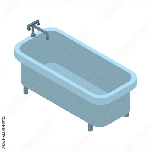 Isometric bathtub icon vector illustration of a modern bathroom tub with a faucet