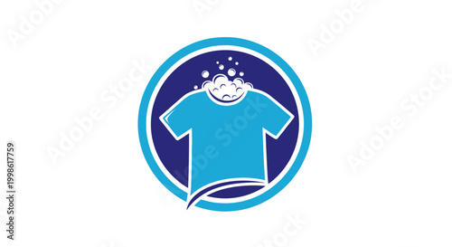 Laundry service logo with blue shirt.