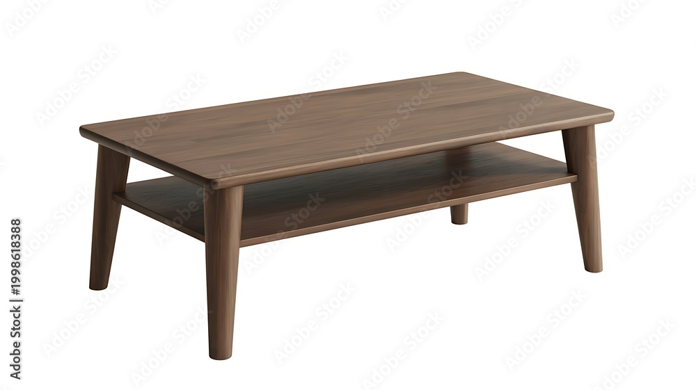 Fototapeta premium Brown wooden coffee table with lower shelf