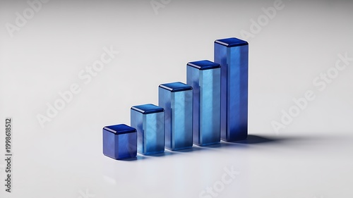 Blue 3d bar graph chart increasing