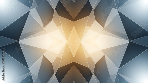 Abstract geometric shapes in shades of blue and gold creating a unique design