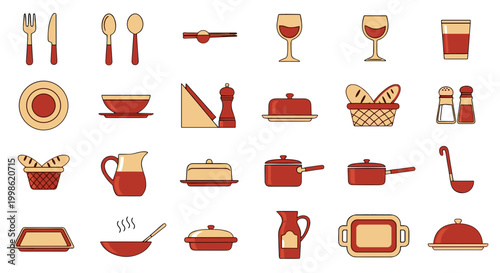 Collection of kitchenware and cooking utensils set