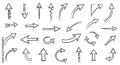 Collection of various handdrawn arrow illustrations