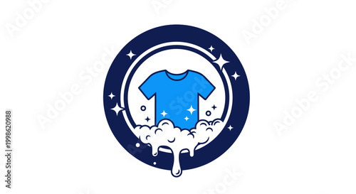 Laundry service logo with blue shirt.