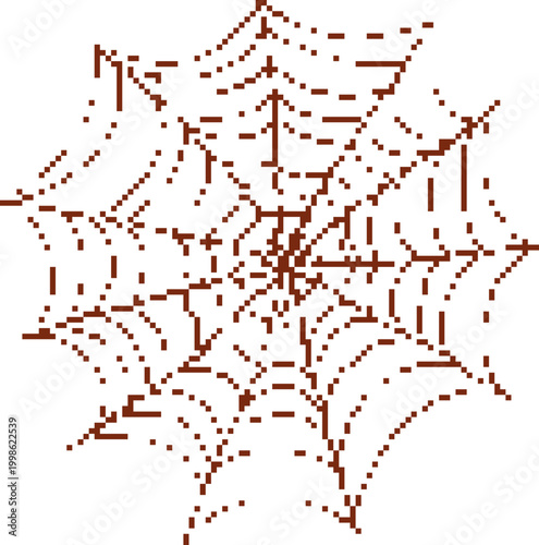 Intricate spider web pattern with dew drops in morning light