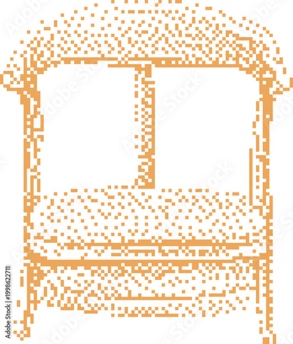 Vintage carriage interior with seating during daylight with clean lines