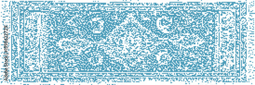 Vintage ornamental seal stamp with detailed border in teal blue monochrome