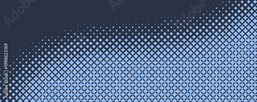 Foto Stars Modern Halftone Geometry Pattern Vector Smooth Camber Border Blue Abstract Background