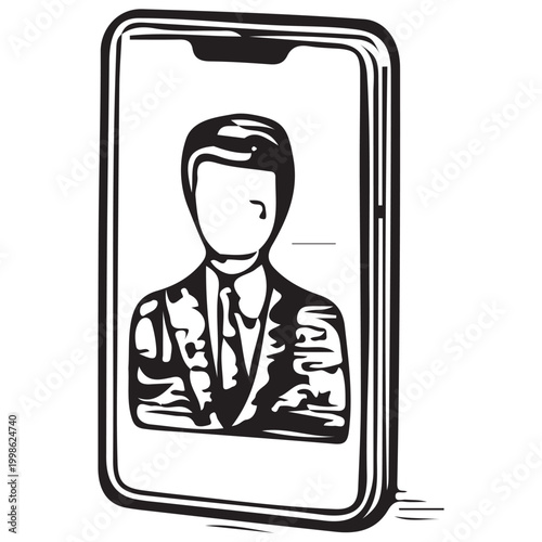 Smartphone Business Video Call Illustration for Mobile Communication Online Meeting and Remote Work