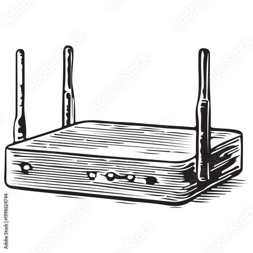 WiFi Router Illustration for Internet Connectivity Wireless Network Setup and Home Office Technology