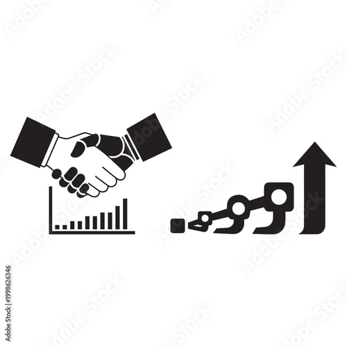 Business handshake agreement with growth chart partnership concept